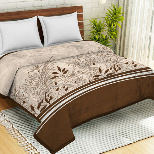 Olive 3 Ply Extra Warm & Cozy Double Bed Mink Blanket for Winter by Florida